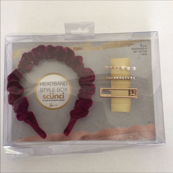 SCUNCI VELVET HEADBAND AND HAIRCLIPS SET NWT - Picture 5 of 13